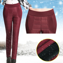 2014 Winter Outer Wear Women Fashion Female Slim Warm Windproof Plus velvet Thick Cotton Down Pants Trousers