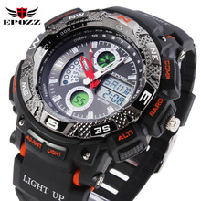 EPOZZ Men Electronic Wristwatches Male Sports Waterproof Alarm Stopwatch Silicone Band Digital Clock relojes deportivos 1311