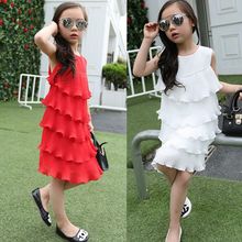 Summer Dress Wear Girls 5-15 Years Old Balck White Elegant Dresses For Girls Princess Dress Kids Clothes Teenage Wear Girls