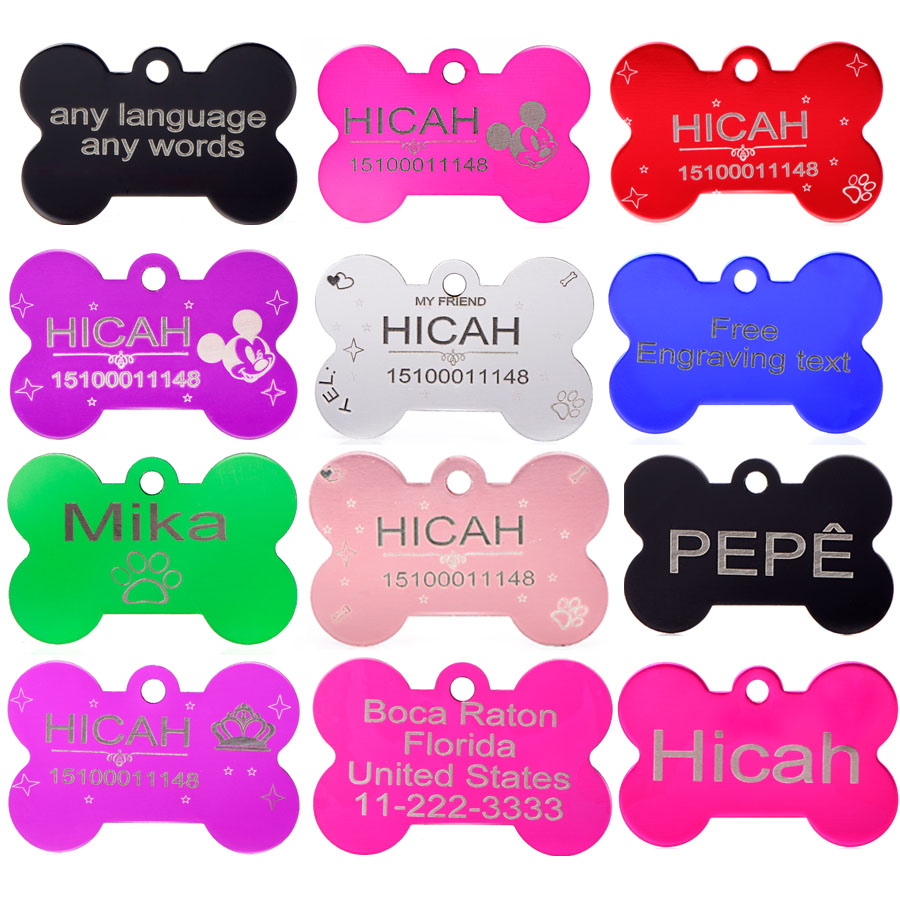 Image of 2pcs/lot Free Engraving Personalized Pet tag identification customized dog tag the name phone any text for the pet id tag