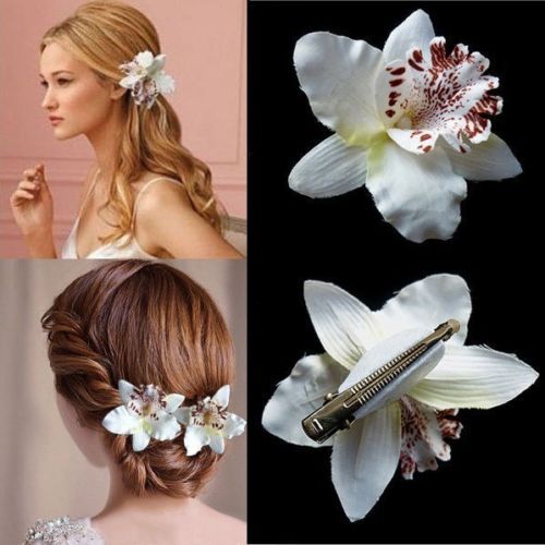 Image of Bohemia Style Bridal Flower Orchid Leopard Hair Clip Beauty Hairpins Barrette Wedding Decoration Hair Accessories Beach Hairwear