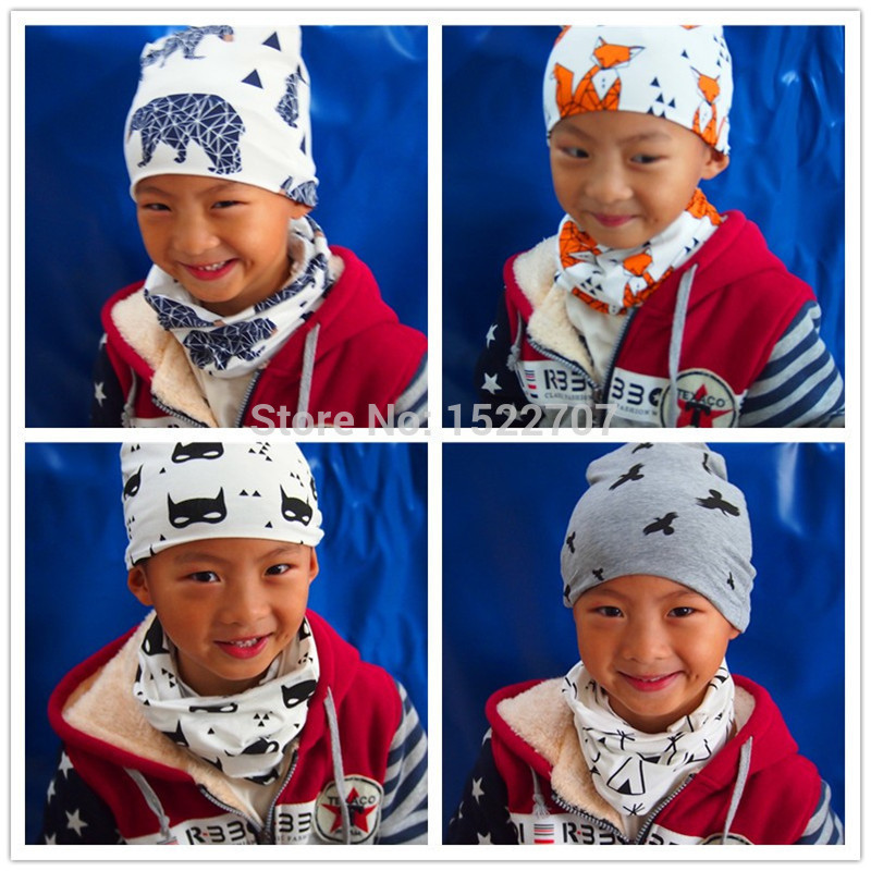 2016 New spring Autumn Warm 21*21cm Cotton Baby Hat Tiger fox polar bear animal prints Brand Girl Boy Toddler Infant Kids Caps