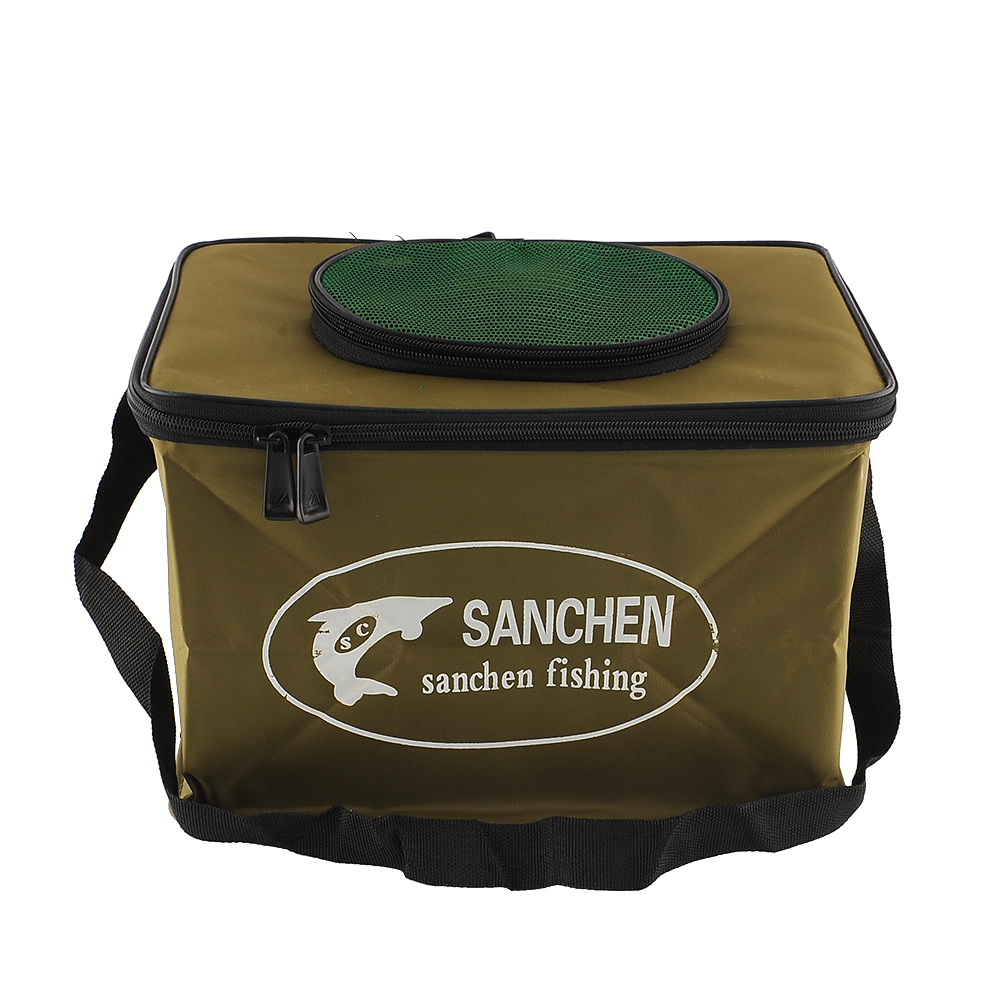 Image of New Durable Foldable Fabric Portable Canvas square Fish Bucket Tackle Box Water Pail for Fishing Outdoors S Size Fishing Bag