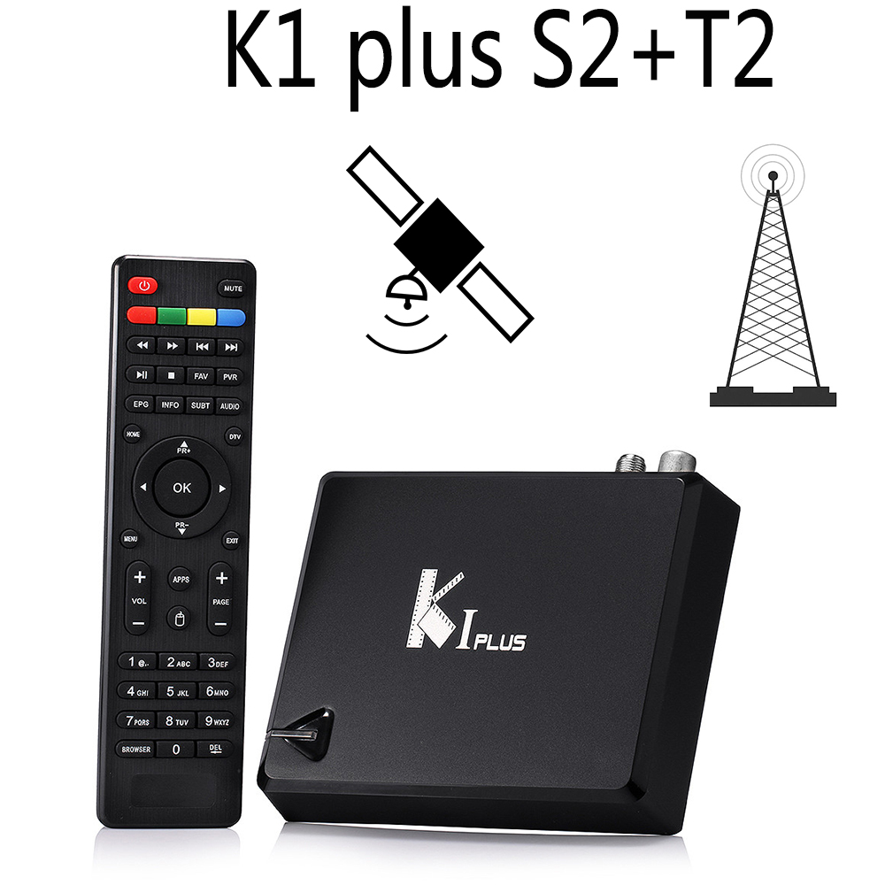 K1 plus T2+S2 Android 5.1 TV Box Amlogic S905 K1 Quad core 64-bit 24 languages Support DVB-T2 DVB-S2 1G/8G 1080p 4K 2.4G WiFi