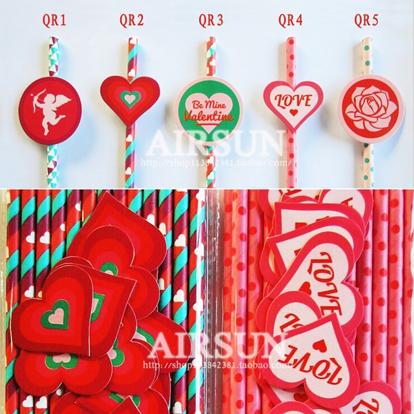 25pcs Valentine\'s Day Straws Love Angel Heart Style PP Drinking Straws Food Grade Juicy Straws Valentine\'s Day Decorations (1)