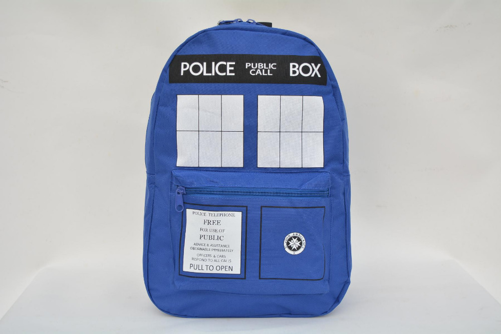 Image of Fashion hot selling Doctor Who Tardis cartoon student school bag work bags men Police Box Backpacks
