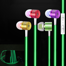 Hot Cool Luminous Headphones Glow In The Dark In-Ear Metal Earphones Stereo Headset With Microphone For Xiaomi Samsung iPhone 4S