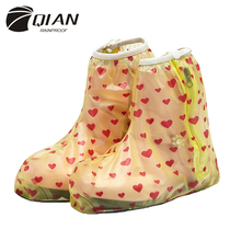 QIAN RAINPROOF 2016 New Fashionable Printing PVC Rain Shoes Covers Children Thicken Non-slip Portable Overshoes Waterproof Boots