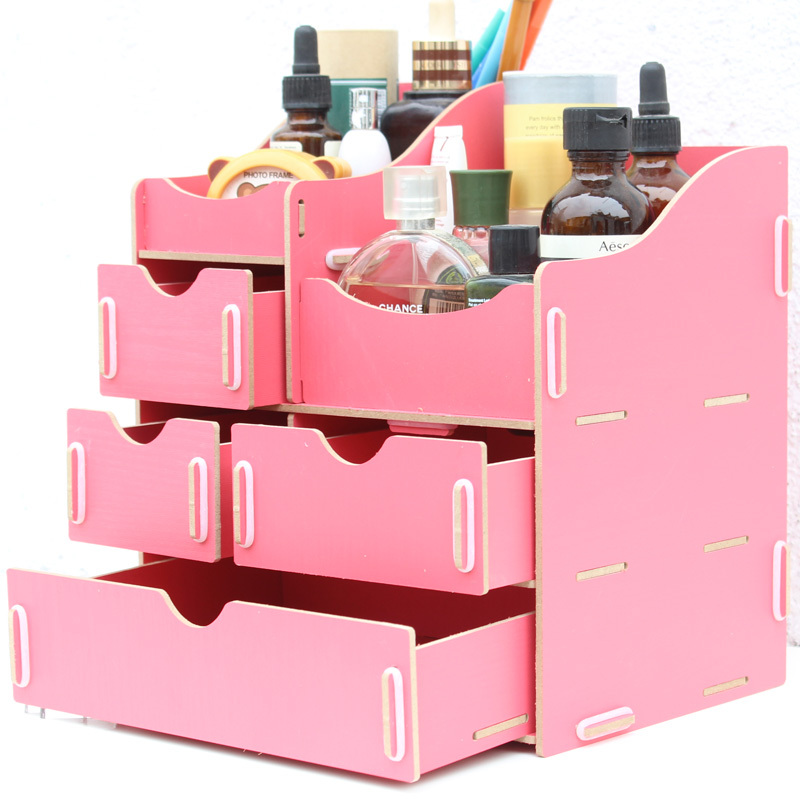 DIY Wooden Makeup Storage Box Eco-friendly Cosmetic Sweet Mini 