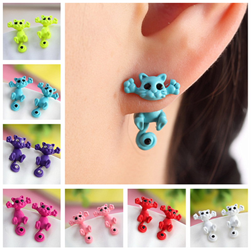 Image of 2015 New Multiple Color Fashion Hot Cute Kitten Ear Jewelry Fine Cat Stud Earrings For Women Gifts