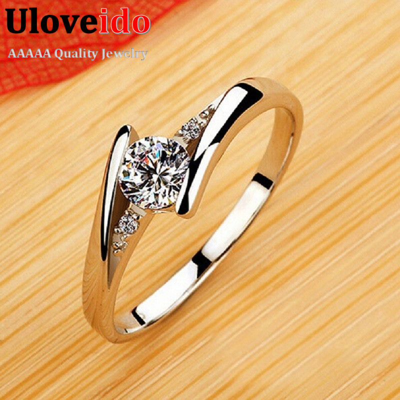 Zirkon Ruby Crystal Fashion Silver Plated CZ Diamond Jewelry Wedding Rings Rose Gold Plated Charming