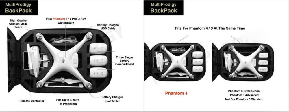 Sac à dos rigide pour DJI Phantom 3 Anbee General for Phantom 3/4 Phantom 4 Quadcopter
