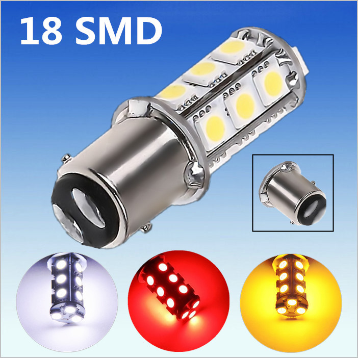 Image of 1157 BAY15D 18 SMD 5050 Red, Amber Yellow,White LED Car Bulbs Lamp Auto p21/5w rear brake Lights Car Light Source parking