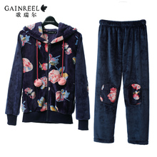 Song Riel stylish and comfortable winter thick flannel pajamas Ms tracksuit can Waichuan Suit Fan Tesi