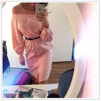 New-Arrival-Autumn-Pink-Slash-Neck-Women-s-Fashion-Sexy-Shirt-Dress-Long-Sleeves-A-line