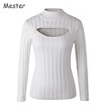 Japanese Sexy Turtleneck White Jumpers Anime Cosplay Open Chest Sweater Sweet Cute Long Sleeve Low Cut