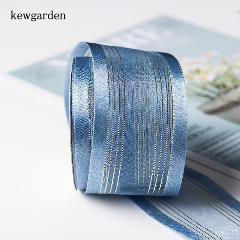 Satin Wedding Ribbon 1.5/" Wide Wire Edge 5 Metres Blue Organza