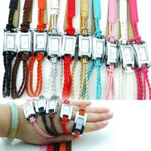 Moda para mujer pulsera del encanto de la capa Multi tejida banda de cuero pulsera de cuarzo más colores 13UP
