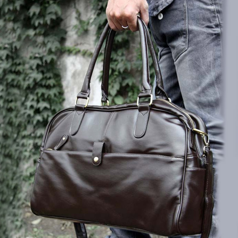 Leather Men Travel Bag Simple In mens Briefcase High Quality Cool Shoulder