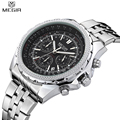 MEGIR Watches Men Fashion Casual Luxury Full Steel Watch Dress Watch Automatic Date Chronograph Quartz Watch