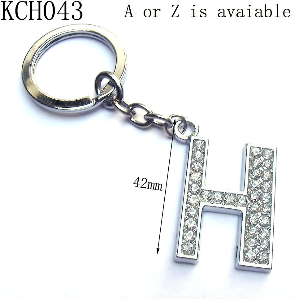42mm Rhinestone Metal Initial Alphabet Keychains,Business Souvenir,Can Pick Letters,Free Shipping Wholesale 130pcs/lot