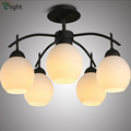 5 Head Modern Simple Iron Glass Ceiling Led Chandelier For Foyer Frosted Glass Shades Nordic Chandelier