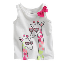 Summer 18M~6T 2015 Brand Cotton Sleeveless Baby Girl Kids Toddler Children Giraffe White T-shirt Tees Tanks Boys t-shirt Vest