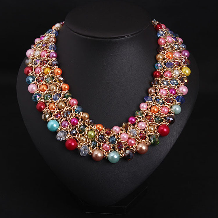 2016 новинка живые весенний цветок красочный кристалл бусины ожерелья для женщи ну вечеринку бесплатная доставка NK-15120