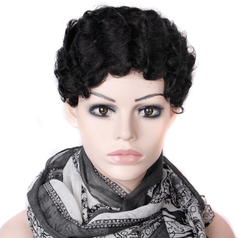 Image of 2015 Cheap Wig Women Lady'sCheap Short Black Curly Hair Wig + Wig Net Gift Heat Resistant Synthetic Hair wigs Free Shipping