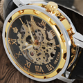 2017 New Men s Skeleton WristWatch Stainless steel Antique Steampunk Luxury Casual Mechanical Hand Wind Watches