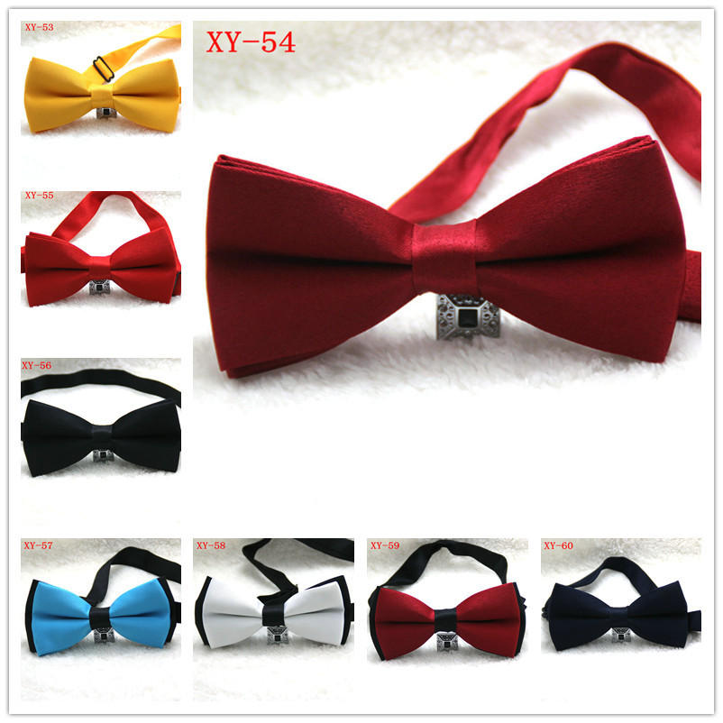 Free shipping brand new Men multicolor solid color bowtie tuxdo cashmere neck ties fashion double layer