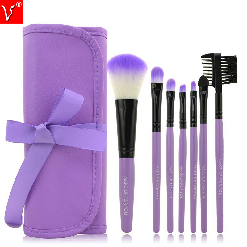 Professional 7 PCS Makeup Brushes Set Tools Make-up Toiletry Kit Wool Brand Make Up Brush Set Case C