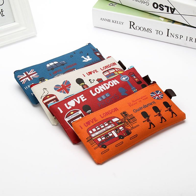 Image of London style Pencil Pen Case Cosmetic Makeup Bag Pouch Holder Women Cosmetic Bags Fresh purse zipper Coin case Free Shipping