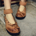 Artmu Roma Spring Women Cowhide Shoes Flat Heel Single Shoes Female Vintage Bow Soft Outsole Moccasins