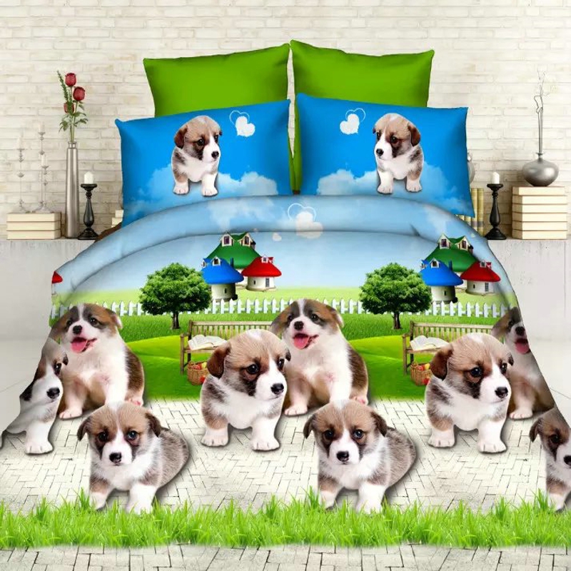 2016 new 3d dogs print king/queen/twin size 3/4pcs bedding set of duvet/doona cover bed sheet pillow cases bed linen set