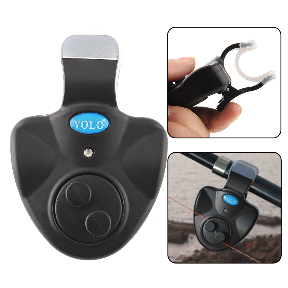 Image of Black small Electronic Wireless Fish Bite Alarm Sound Rod Running LED Light Sensitive Mat Drop Shipping