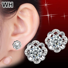 2016 Flower Stud Earrings 925 Sterling Silver Jewelry Korean Fashion sterling-silver-jewelry Wedding Superfly from IndiaSE072