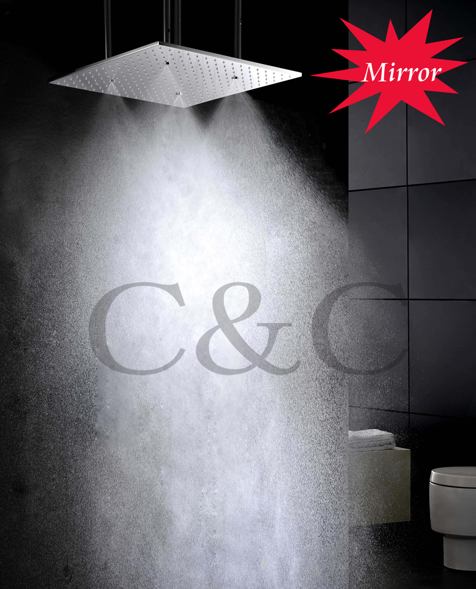 20 Inch Ceiling Mounted Mirror Polished Atomizing And Rain Bathroom Shower Head With Arms L-20WMI