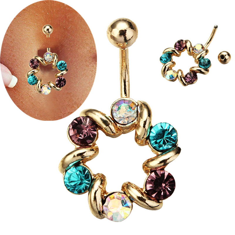 Image of 14G Colorful Rhinestones Belly Button Ring Body Jewelry Piercing Ring piercing ombligo