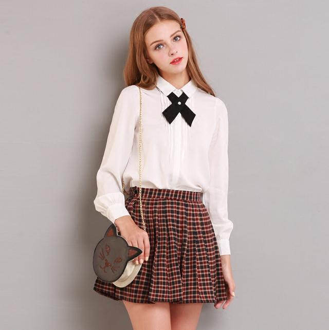 2016 Spring Summer new arrival good looking pleated skirt font b tartan b font skirt plaid