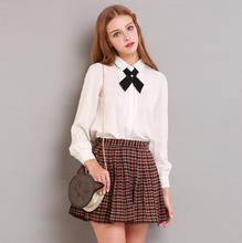 2016 Spring & Summer new arrival/good-looking pleated skirt/tartan skirt/plaid skirts with high waist in the preppy style