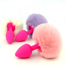 Waterproof Adult Sex Products silica gel hair ball anal plug tail rabbit tail support,butt plug,sex toyfor Men And Women