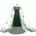 Real Photo Green A line Lace Evening Dresses 2017 Pearls Sequins Beaded Applique Zipper Back Evening