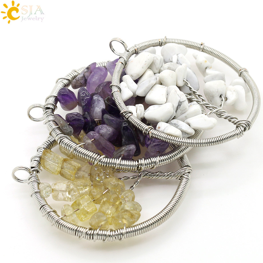 Women Gift Natural Crystal Stone Pendant Jewelry