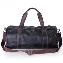 2016 3 Colors Men Large Leather Duffle/Gym/Travel Bags Luggage Handbag Shoulder Bag High-capacity Cylinder Casual Wholesale