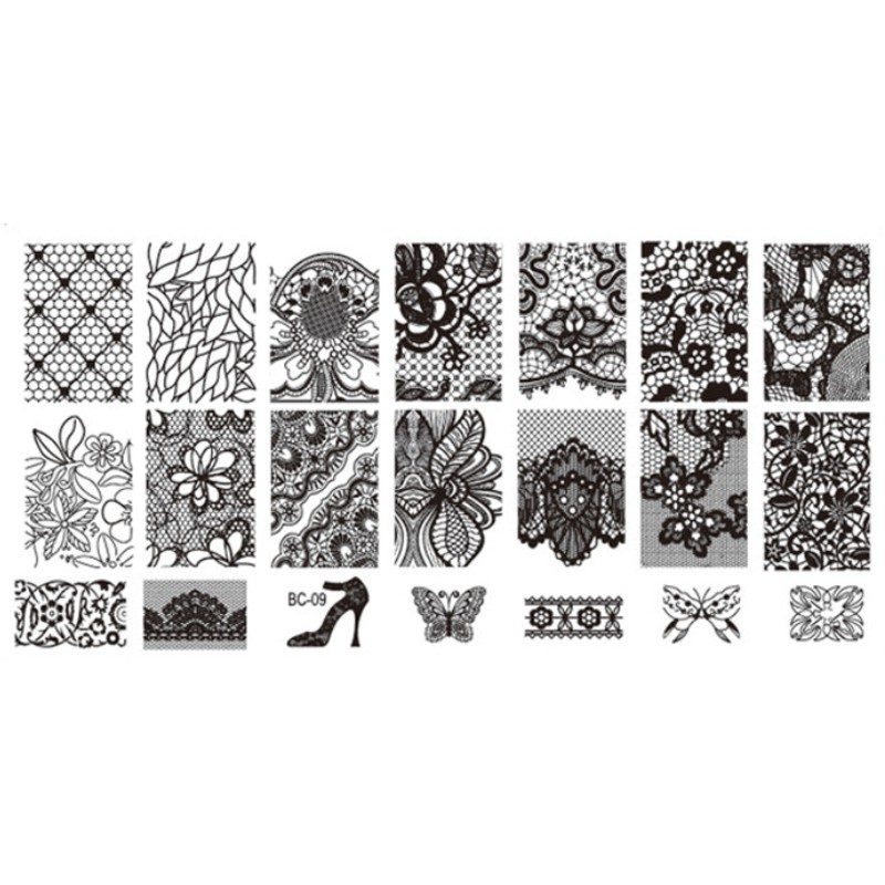 Image of 1Pcs DIY Nail Art Image Black Lace Flower Design Tool Equipment Stamp Stamping Plates Manicure Template 10 Styles for Choice