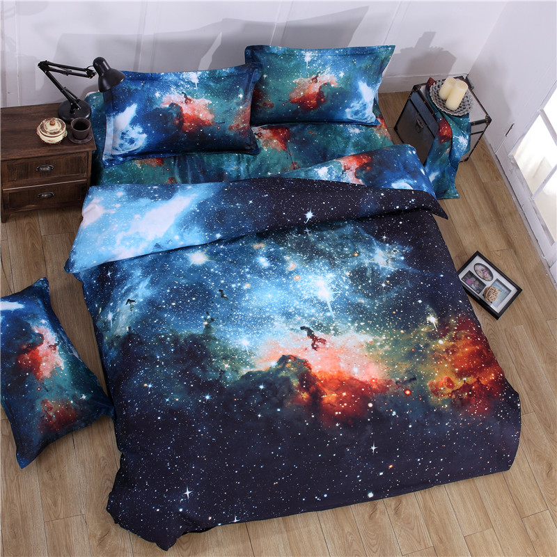Image of 3d Galaxy bedding sets Twin/Queen Size Universe Outer Space Themed Bedspread 3pcs/4pcs Bed Linen Bed Sheets Duvet Cover Set