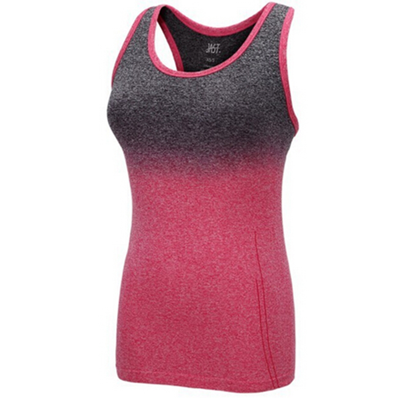 Image of 2016 Fashion Style T-Shirts For Women Gradient Color Yoga Tank Tops Female Sports Crop Top Jerseys Vetement Female Fitness