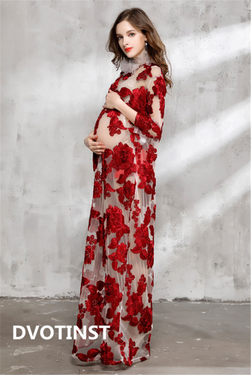 red long dress for pregnant lady