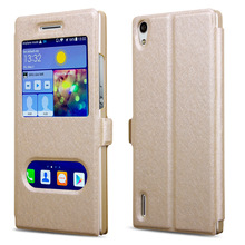 For Huawei Ascend P7 Case 5 Colors Luxury PU Flip Leather Case For Huawei P7 Cover Phone Cases Stand Window Case